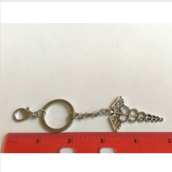 BIG Caduceus Keychain Handbag Purse Charm Nursing - Picture 5 of 6